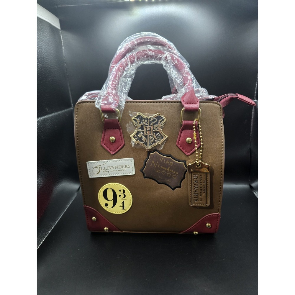 Bioworld Harry Potter Hogwarts 9 3/4 Satchel Crossbody Bag Brown Maroon NEW